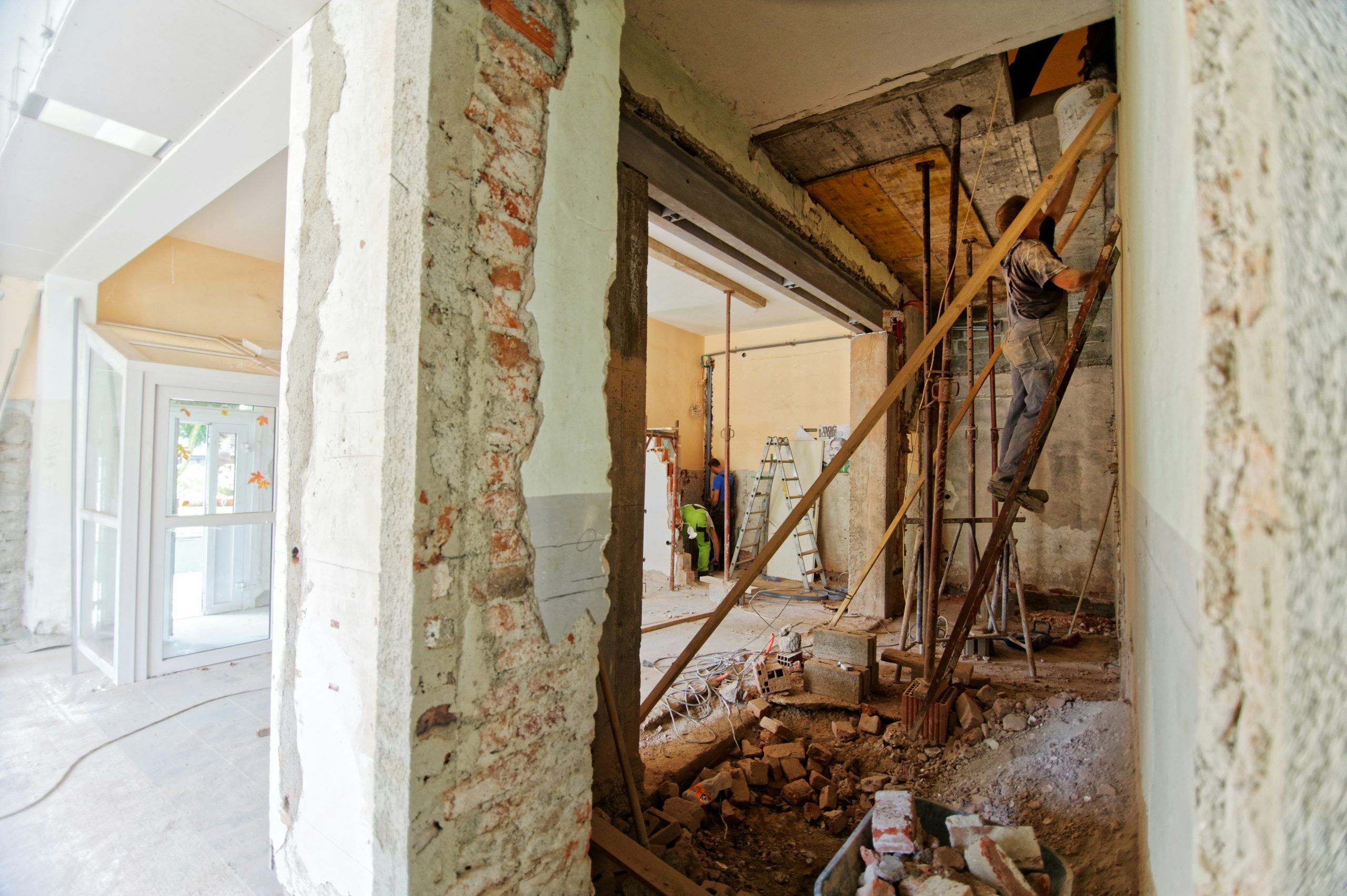 contractors working on a whole house remodeling project